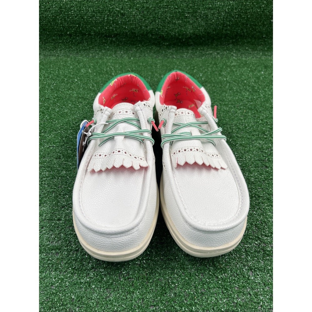 Hey Dude Wally Golf Shoes White/Green Classic Tassels Mens Size 9 NWT